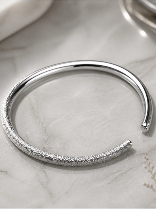 Unbranded Accessories - 2386 -Solid 999.9 Ultra Pure Fine Silver Frosted Stardust Cuff Bangle Bracelet